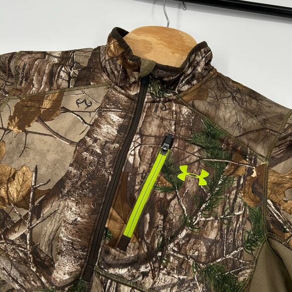 Men's M Under Armour Scent Control Realtree Camo half 1/2 zip fleece jacket - Picture 2 of 8